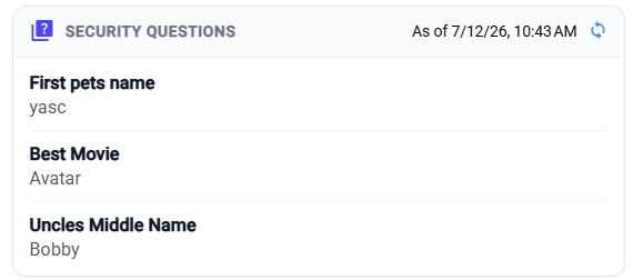 Member security questions